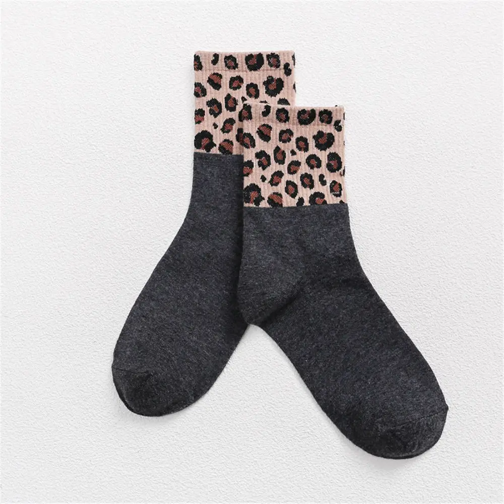 Dark Gray Leopard INS, женские ретро модные хлопковые уличные Популярные леопардовые полосатые носки, Harajuku, весна-лето, классные хипстерские удобные Школьные носки - Цвет: Dark Gray Leopard