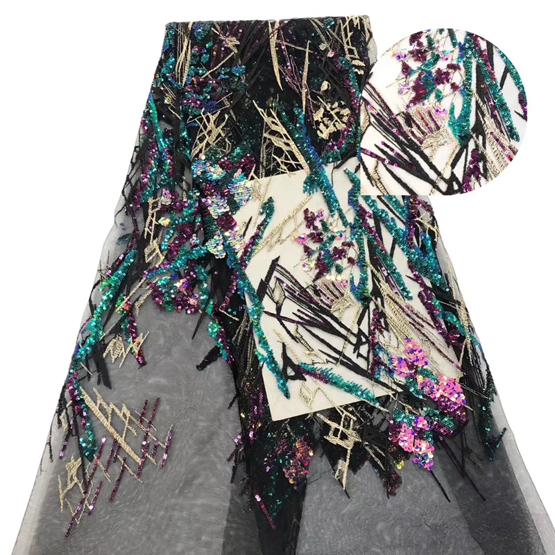 Новая африканская кружевная ткань, французские высококачественные блестки, кружевная ткань, вышитая кружевная тюль для женщин, свадебное платье