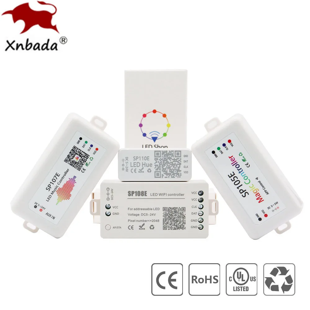 WS2812B WS2811 Led Pixels Strip Controller SP105E SP107E SP108E SP110E Bluetooth/WIFI/Music Smart Led Light Controller DC5-24V