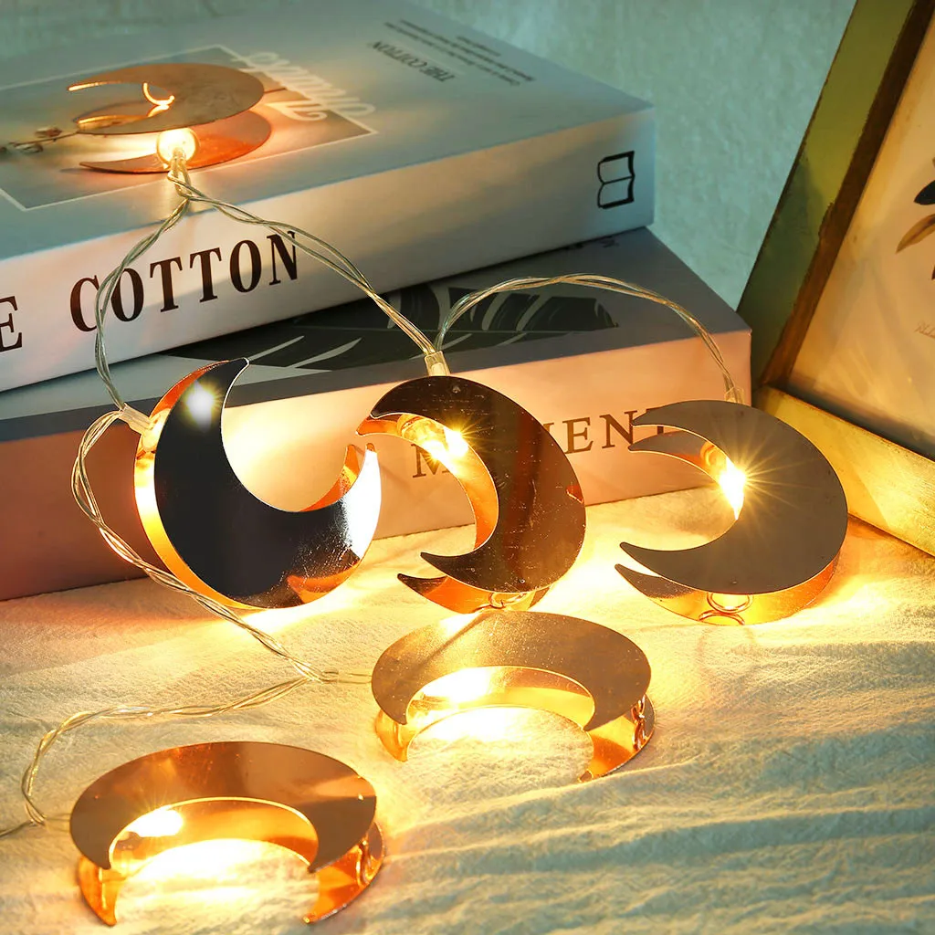 

RGB 10 LED Strip Light Rose Gold Metal Moon String Lights For Garden Holiday Gardens Flexible String Lamp Decoration Light 822