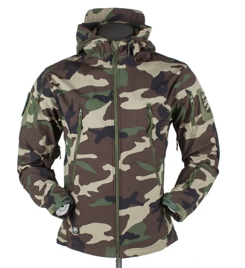 Camouflage Зимняя куртка из кожи акулы, мягкая оболочка, Тактическая Военная куртка, Мужская водонепроницаемая флисовая куртка, армейская камуфляжная ветровка, куртка, одежда для охоты - Цвет: Camouflage