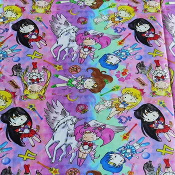 

Cartoon SALLOR MOON 100% Cotton Fabric for Girl Hometextile Cushion Cover Backpacks Curtain DIY 105cm Width BL221