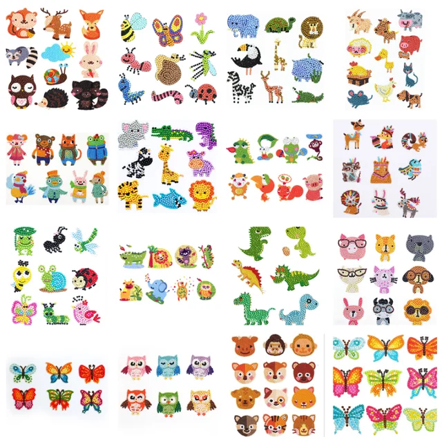 1 Set Kids Diamond Painting Stickers Kit DIY 5D Cartoon Animal Rhinestone  Embrodiery Mosaic Sticker by Numbers Children Toy Gift - AliExpress