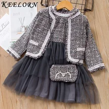 Keelorn/платья для маленьких девочек плиссированное платье с вуалью верхняя одежда для девочек, одежда сетчатый праздничный наряд детское платье-жилет с длинными рукавами