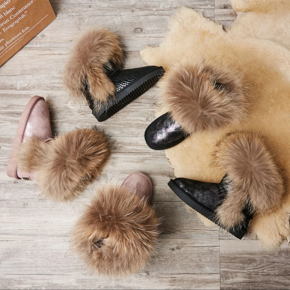 G & Zaco роскошные женские зимние ботинки из натуральной кожи с натуральным лисьим