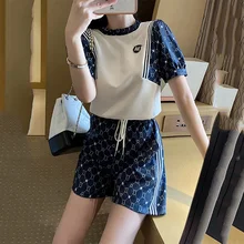 2021new Summer Fashion Brand Casual Fashion Fried Street Cool Salt Suit Women 's Short and Small Stature Shorts Two - Piece