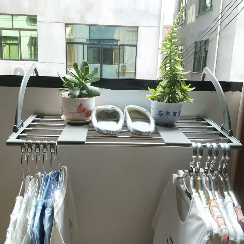 External multifunctional window rack stainless steel folding drying rack Balcony drying radiator shoe rack LB11135