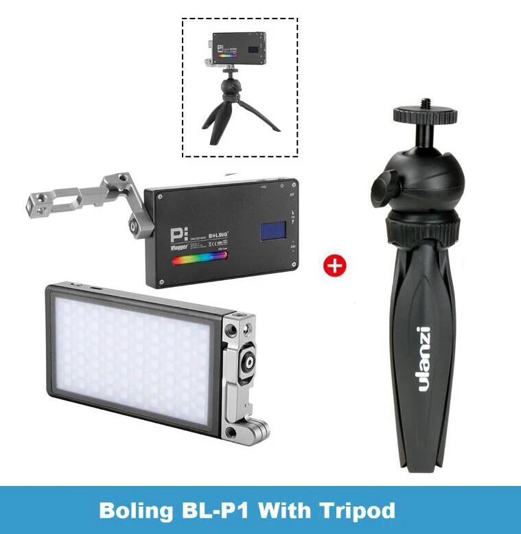 With Tripod Boling BL-P1 RGB светодиодный видео светильник с регулируемой яркостью полноцветный студийный Vlog светильник для фотосъемки с кронштейном 360 для DSLR камеры - Цвет: With Tripod