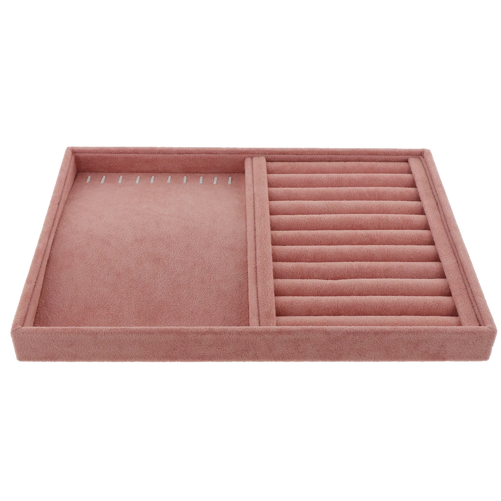 Pink Velvet Jewelry Ring Display Organizer Case Tray Holder Necklace Earrings Bangle Ring Storage Jewelry Stand Packaging