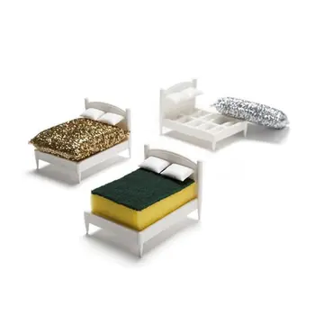 

Kitchen Sponge Rub Storage Organizer Small Bed Shape Scouring Cloth Storage Rack