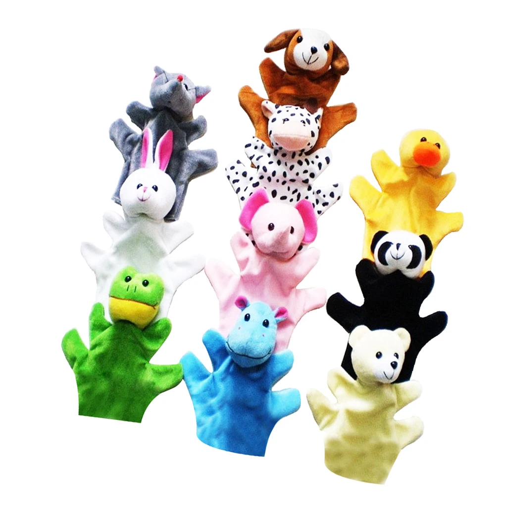 10Pcs Baby Kids Plush Cloth Play Game Story Family Finger Hand Puppets Toys