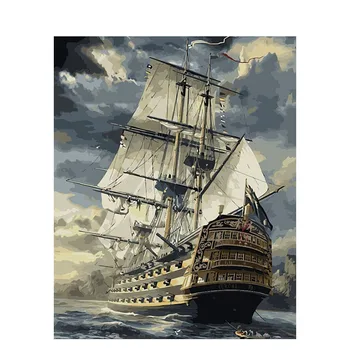 

GATYZTORY Sailing Boat DIY Painting By Numbers Drawing Painting By Numbers Kits Paint On Canvas For Home Wall Art Picture 40x50