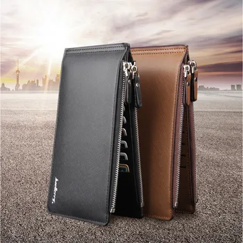 

Men's Business Style Leather Card Holder Billfold Purse Long Wallet casualmulti-function card bag folding Holder Bag Soild