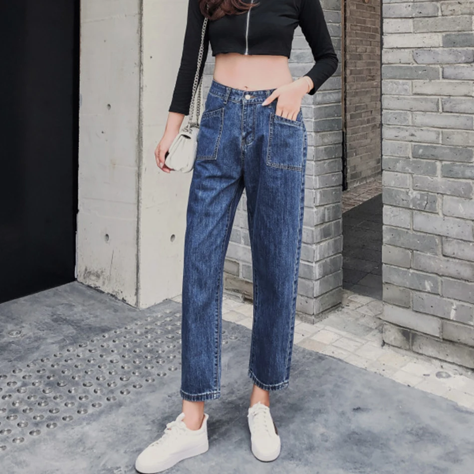 Genayoa винтажные джинсы женские повседневные джинсы с высокой талией уличные джинсы для женщин в стиле бойфренд джинсовые штаны-шаровары