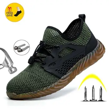 

Casual Men's Boots Safety Work Shoes For Men Steel Toe Cap Work Boots Male Anti-Smashing Construction Boots Safety Sneakers 2020