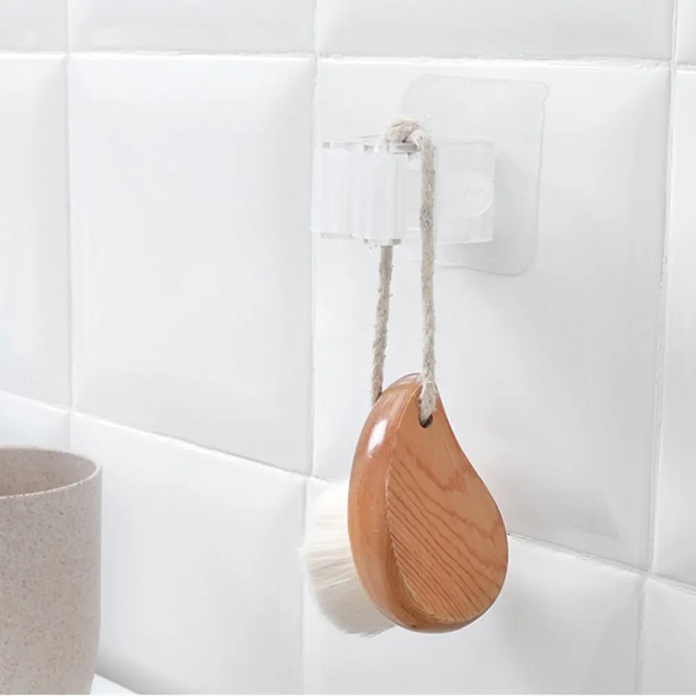 Non Punch Adhesive Wall Mounted Mop Holder Storage Broom Hanger Clip Seamless Mop Hook Bathroom