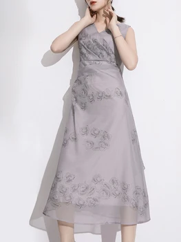 

2020 Summer New European Retro Print Dress Elegant and Quiet Highlight Intellectual Beauty Sleeveless Dress