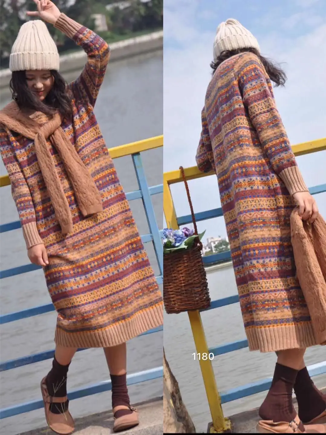 Warm Sweater Women Autumn Dress Winter Long Sweater Knitted Dresses Long loose Maxi Oversize Lady Dresses Robe Vestidos