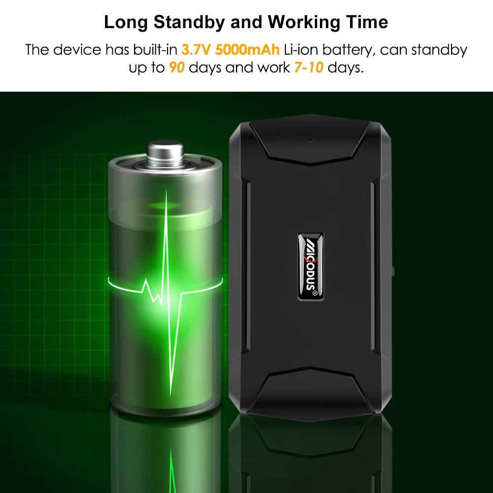 Magnetic 5000mAh GPS Tracker Car Tracker MiCODUS ML500 Temperature GPS Locator Vibrate Drop Alert Lifetime APP — view 3