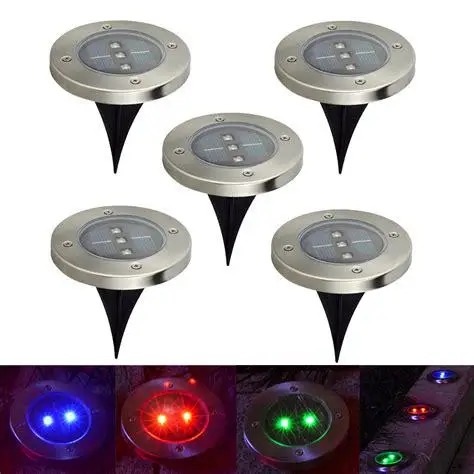 2led Солнечный подземный свет газон из нержавеющей стали лампа EBay