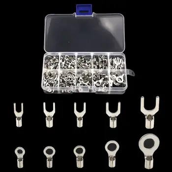 

320Pcs/box Metal Terminals Non-Insulated Ring Fork U-type Brass Terminals Kit