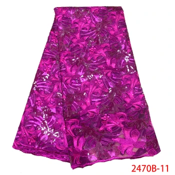 

New Designs African French Lace Fabric High Quality Nigeria French Net Lace 2019 Sequins and Stones for Women AMY2470B-1