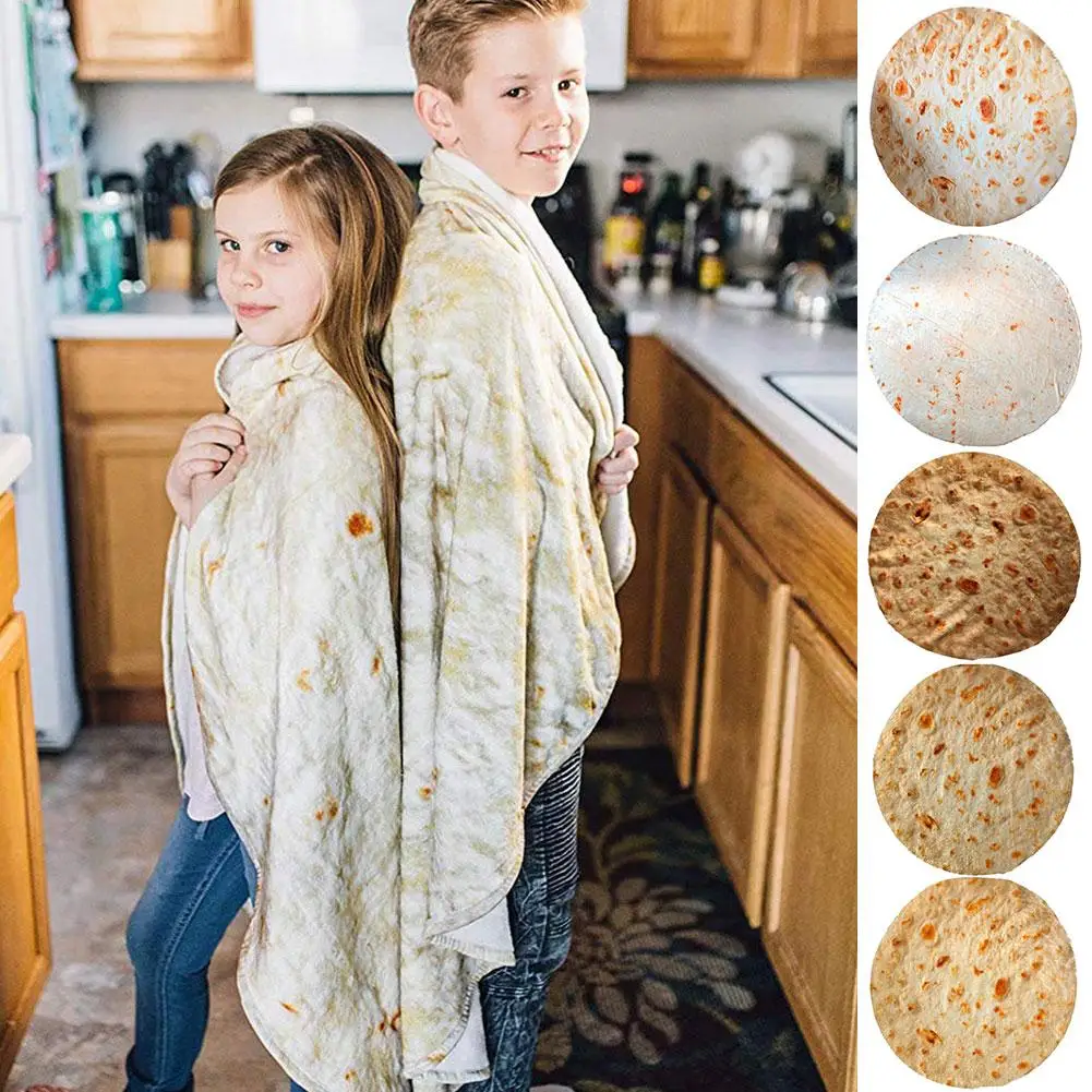 

Polyester Mexico Burrito Round Carpet Kids Tapestry Mat Warm Blanket Rug Bedding Articles