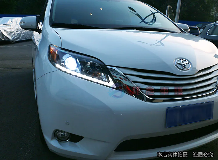 Автомобильный Стайлинг, чехол для фары Toyota Sienna, светодиодный фонарь, DRL Объектив, двойной луч, биксенон, HID