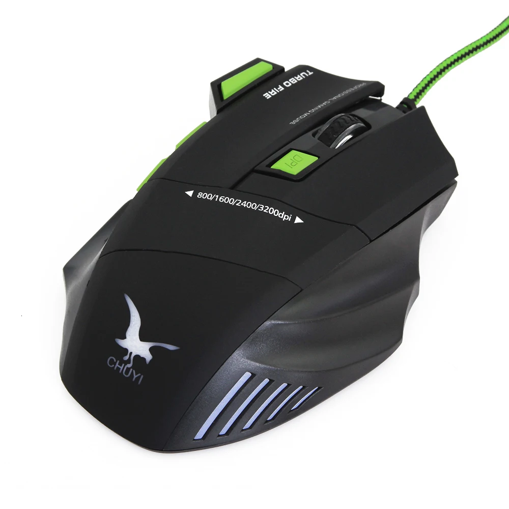 CHYI игровая мышь 7 кнопок Профессиональный геймер проводная Usb 3d Компьютерная мышь 3200 dpi оптические компьютерные мыши с подсветкой для ПК ноутбука Macbook игры