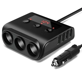 

Car Charger 4 USB Charging Port Power Socket Adapter with Switch Safe Protection JHP-Best