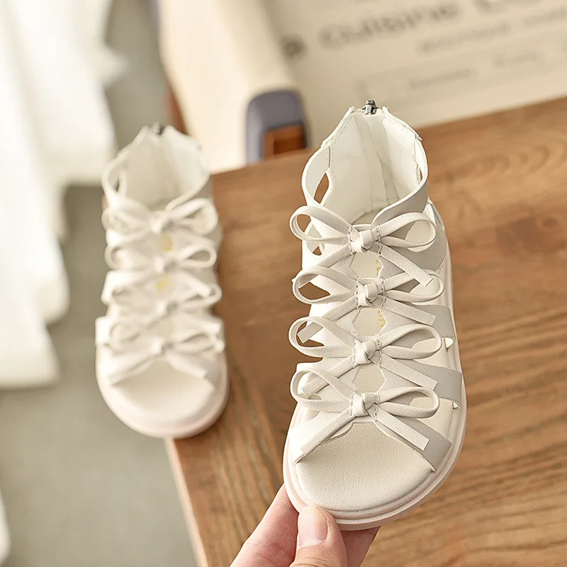 

Summer Children's Sandals Korean Fashion Version Of The Hollow Girl Roman Sandals Open Toe High Help Sandals Non-slip Kids Shoes