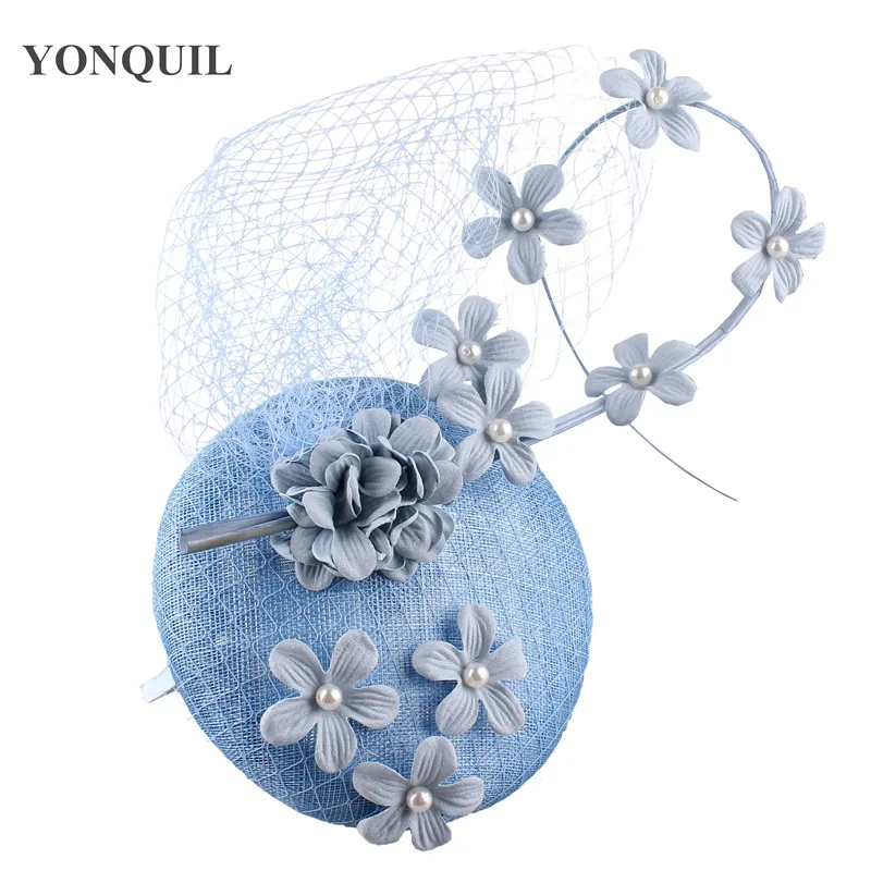 4-Layer Sinamay nice fascinator hat with peals elegant women fashion headwear bride married mesh hair accessories High quality