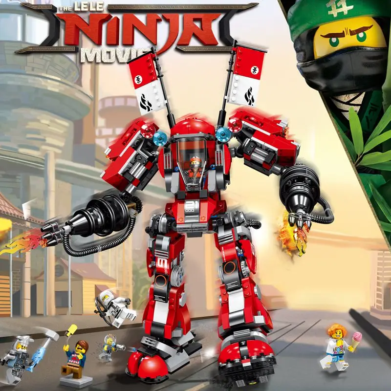

Machine armor Fire Mech Model Red Robots Flame Building blocks bricks Compatible legoingLYs 70615 Educational toy