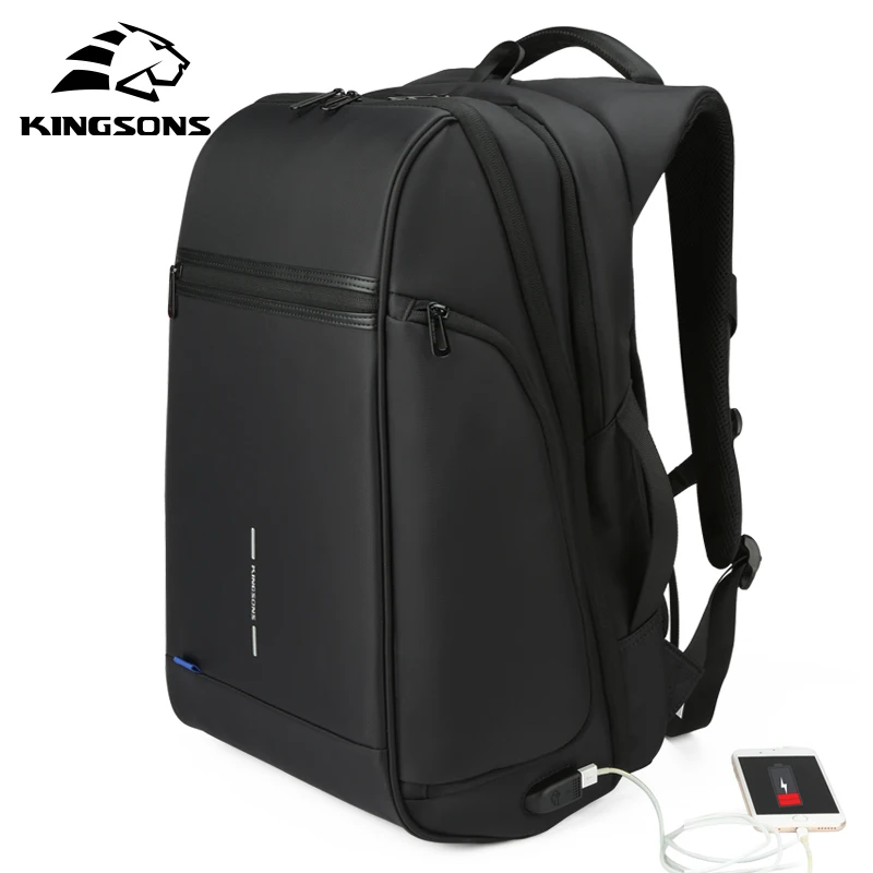 Kingsons 1" 17" рюкзак для ноутбука Внешний USB зарядка Компьютерные рюкзаки противоугонные водонепроницаемые сумки для мужчин и женщин большой емкости