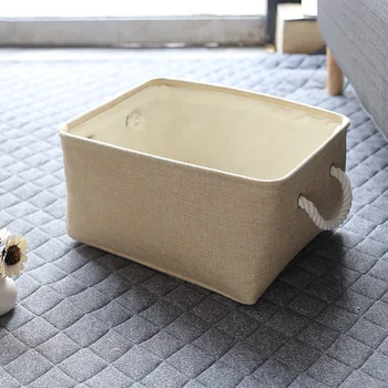 

Linen Fabric Toys Organizer With Handles Laundry Basket Storage Baskets Containers Storage Boxes Cosmetic Stationery Organizer