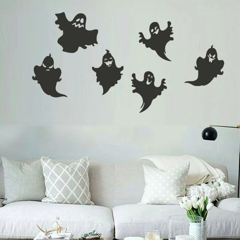 Съемный винил 3D Хэллоуин призрак черные кошки летучая мышь декор настенные