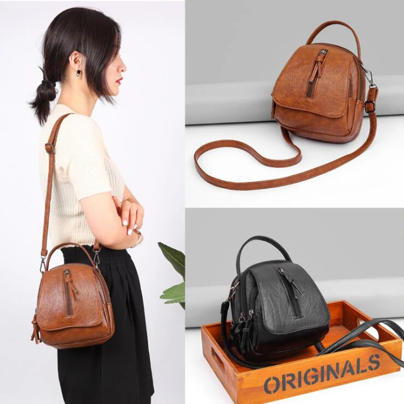 Vintage Soft Leather Shoulder Bags for Women Large Capacity Female Handbag Double Compartment Crossbody Bags Lady Small Tote leather handbag,women handbags,crossbody bags