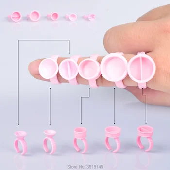 

500Pcs Small Medium Large Pink Disposable Tattoo Ink Ring Cup for Eyelash Glue Divider Undivided Microblading Caps Container