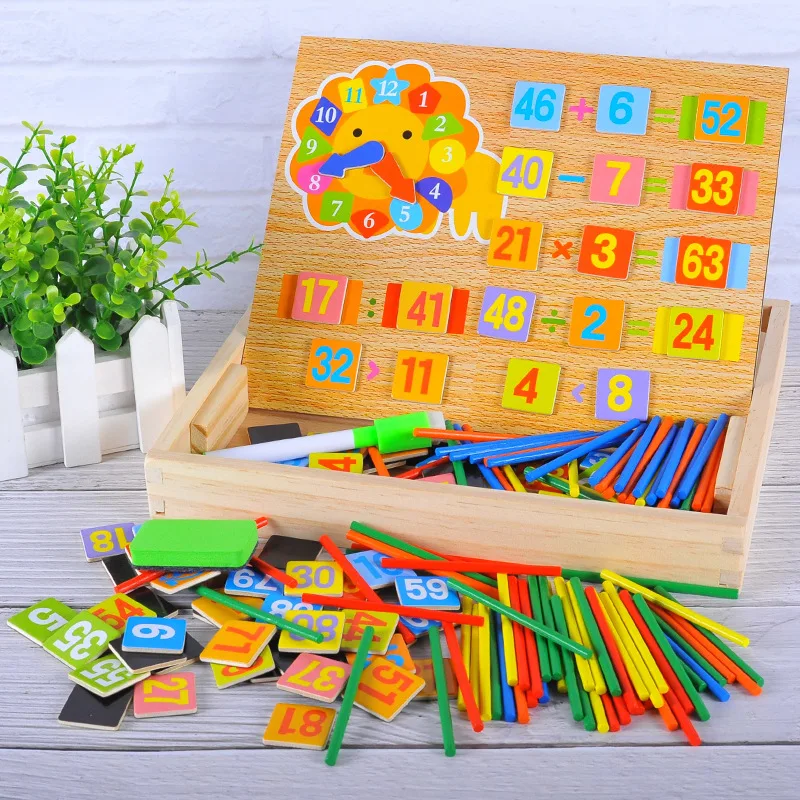 

Mathematics Toy Addition And Subtraction Multiplication And Division with Numbers Computing Box of Wooden Counting Sticks Childr