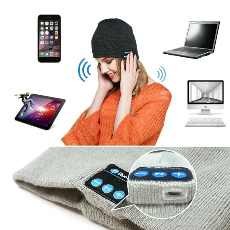 

Winters Fashion Warm Beanie Wireless Bluetooth Hat Music Head Headset Smart Cap Build-in Battery Rechargeable Headphone Speaker