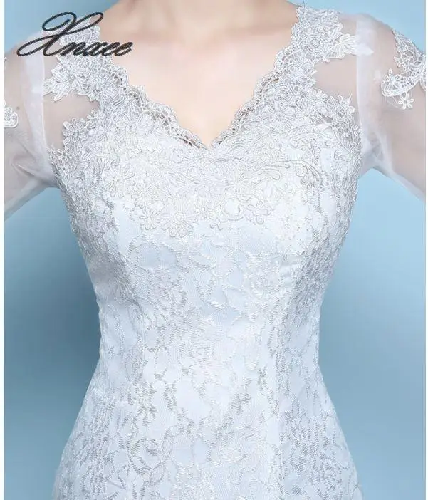 Платье приталенное платье в годе со шлейфом с пятиконечным рукавом Vestido de novia