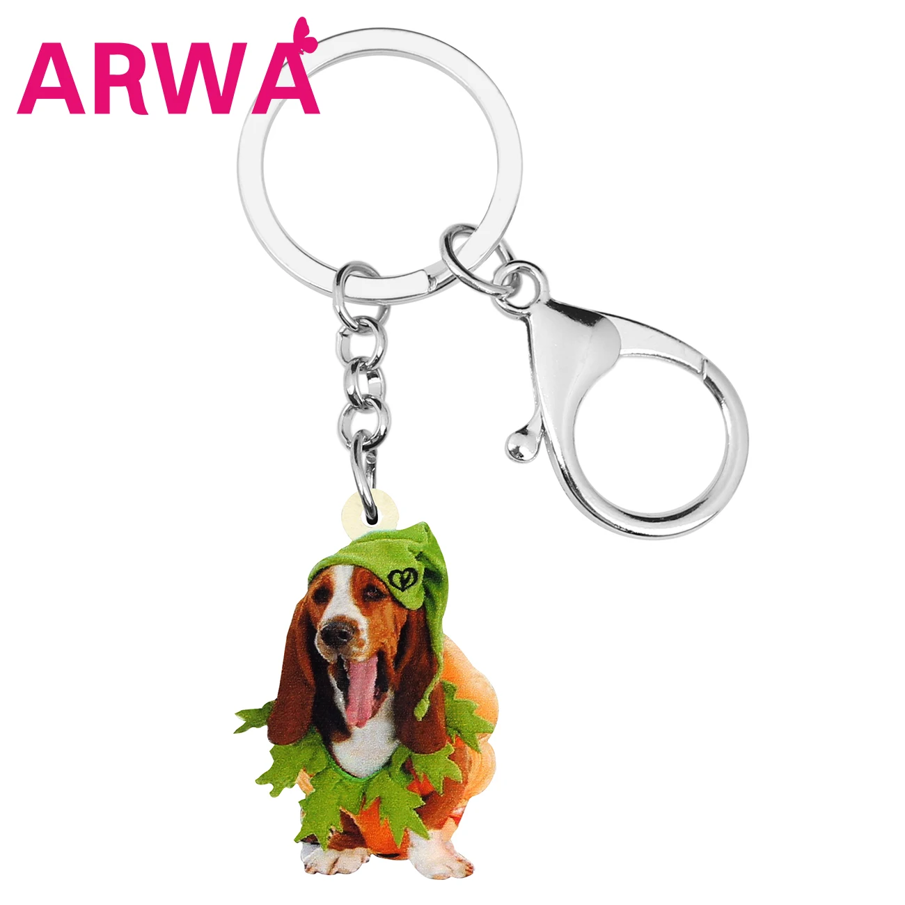 Bonsny акриловый Basset собака брелки животных ювелирные изделия кольца для ключей