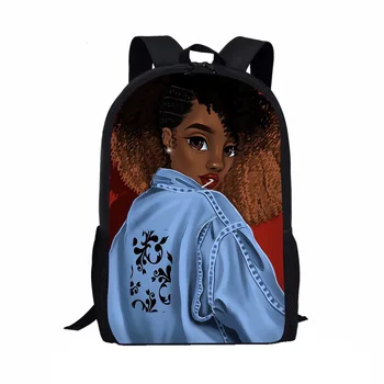 

HYCOOL School Bags Backpack African Black African Girls Print Art Afro Lady Teenager Kids Children Beauty Book Bag Satchel