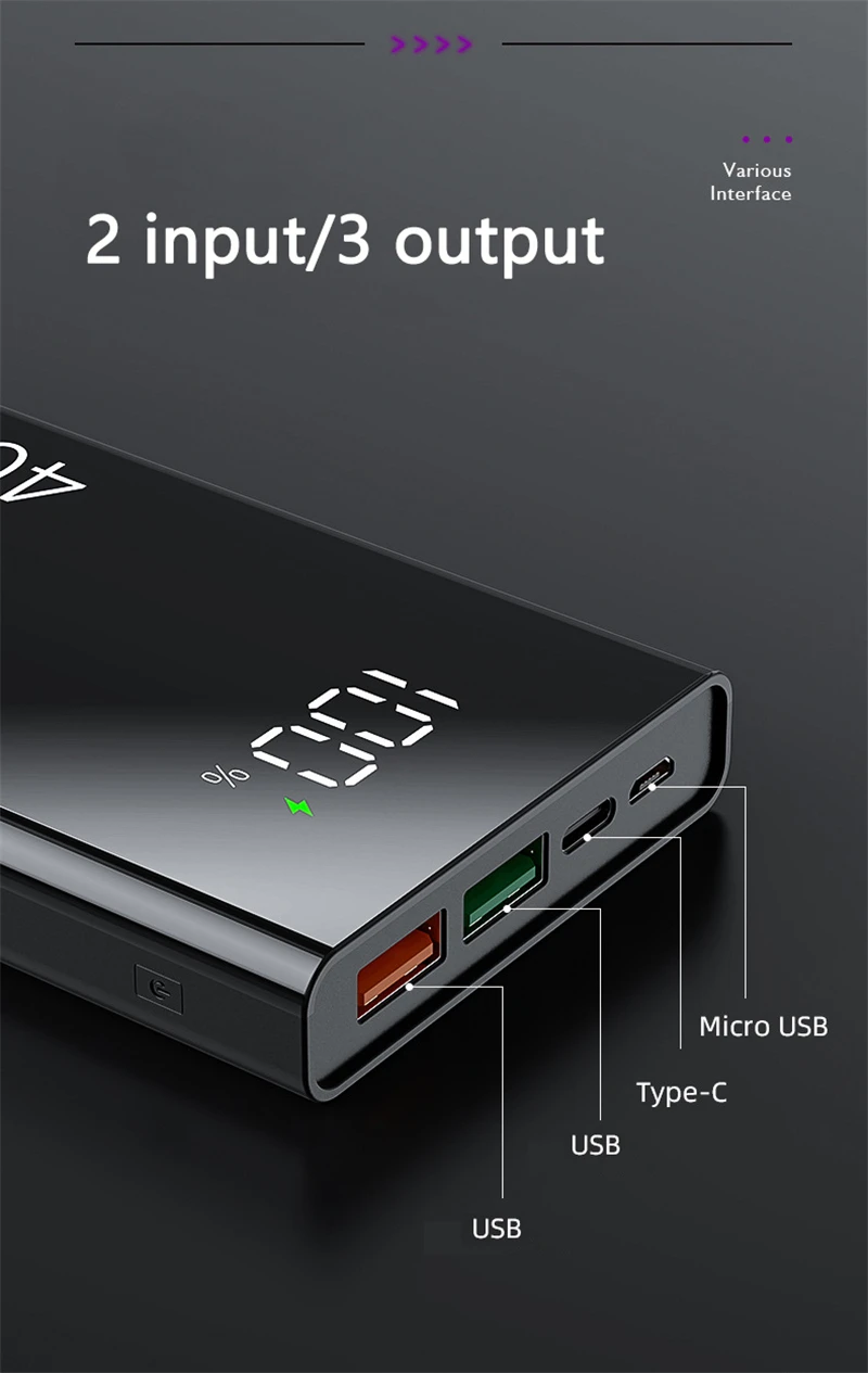 power bank battery 20000mAh 10000mAh Power Bank PD 40W Super Fast Charge for Huawei P40 20W Powerbank for iPhone 12 11 Samsung Poverbank with Light 10000 mah
