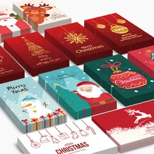 Cartes de joyeux noël en papier 50 pièces/paquet, emballage cadeau, décor, cartes de père noël, carte de Message de noël, fournitures de fête