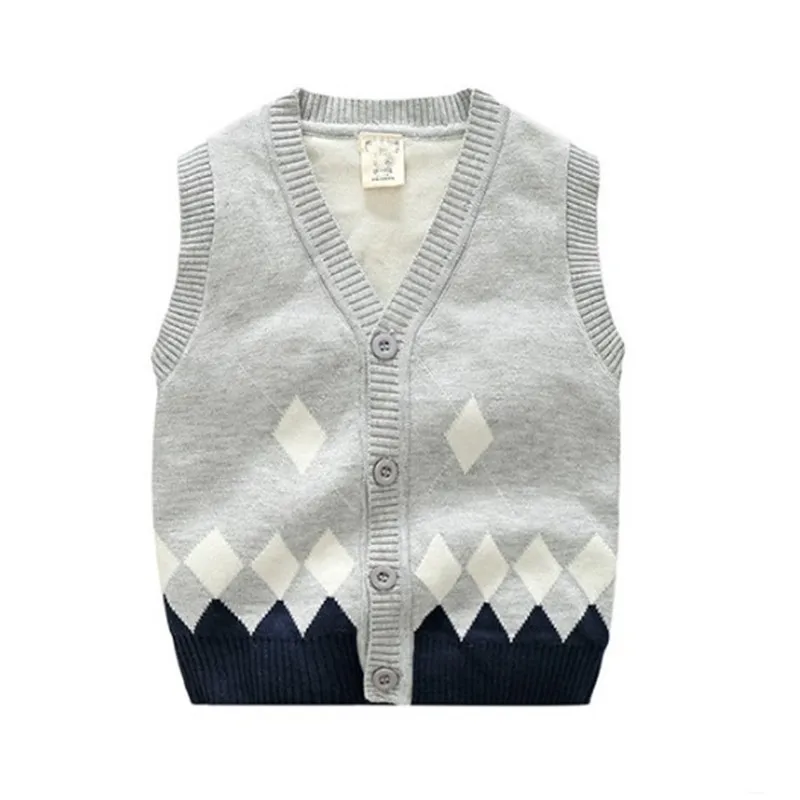 Детский осенний жилет свитер с v образным вырезом элегантная теплая одежда в джентльменском стиле для