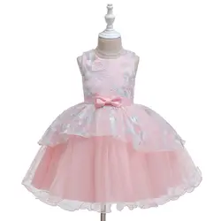 Платье принцессы для маленьких детей от 1 до 5 лет, платье для дня рождения и выпускного вечера бальное платье с бантом без рукавов