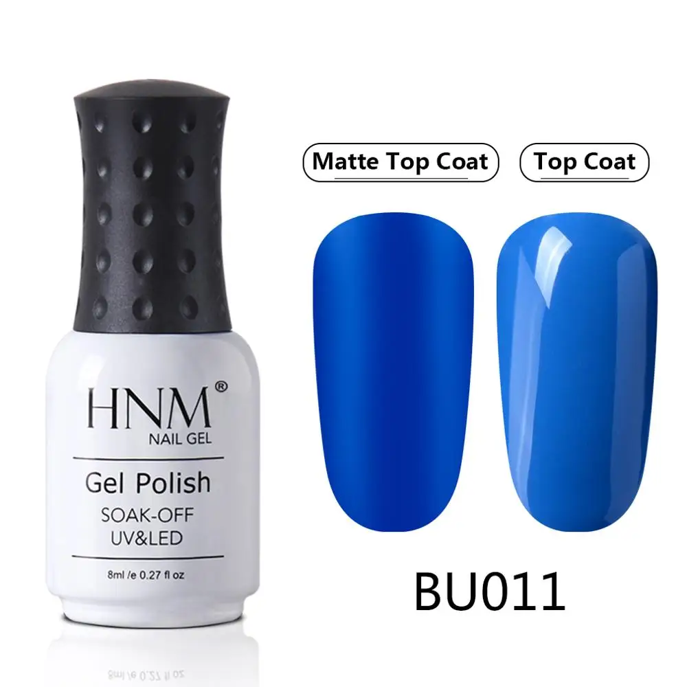 HNM Blue Purple Matte Effect Gel Nail Polish Need Matt Top Coat Base Semi Permanent UV LED Lamp Hybrid Varnishes Lacquer Gellak - Цвет: BU011