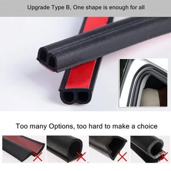 

Soundproofing Car Mute Scheme Rubber Seal Strip B-shaped Sound Insulation 4.3 M