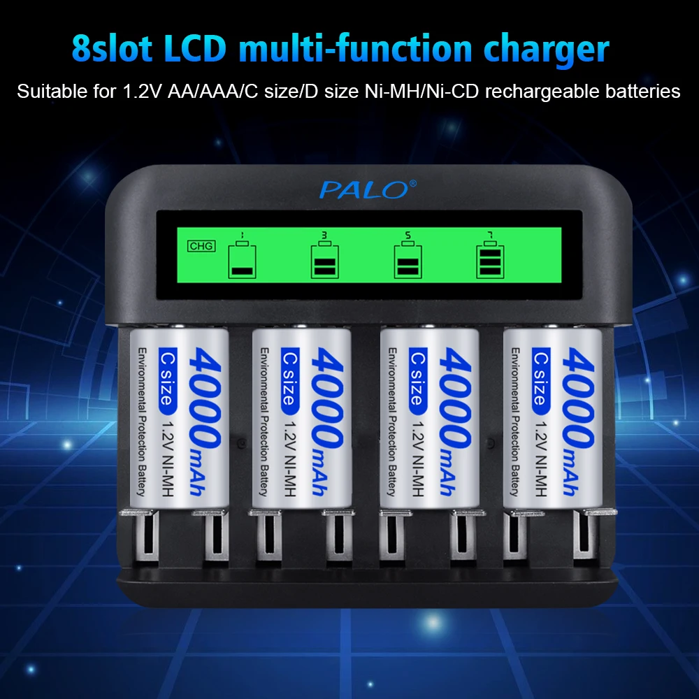 2-8pcs C Size LR14 Rechargeable Battery 4000mAh Type C Battery 1.2V NI-MH Rechargeable C Batteries for Flashlight Gas Cooker